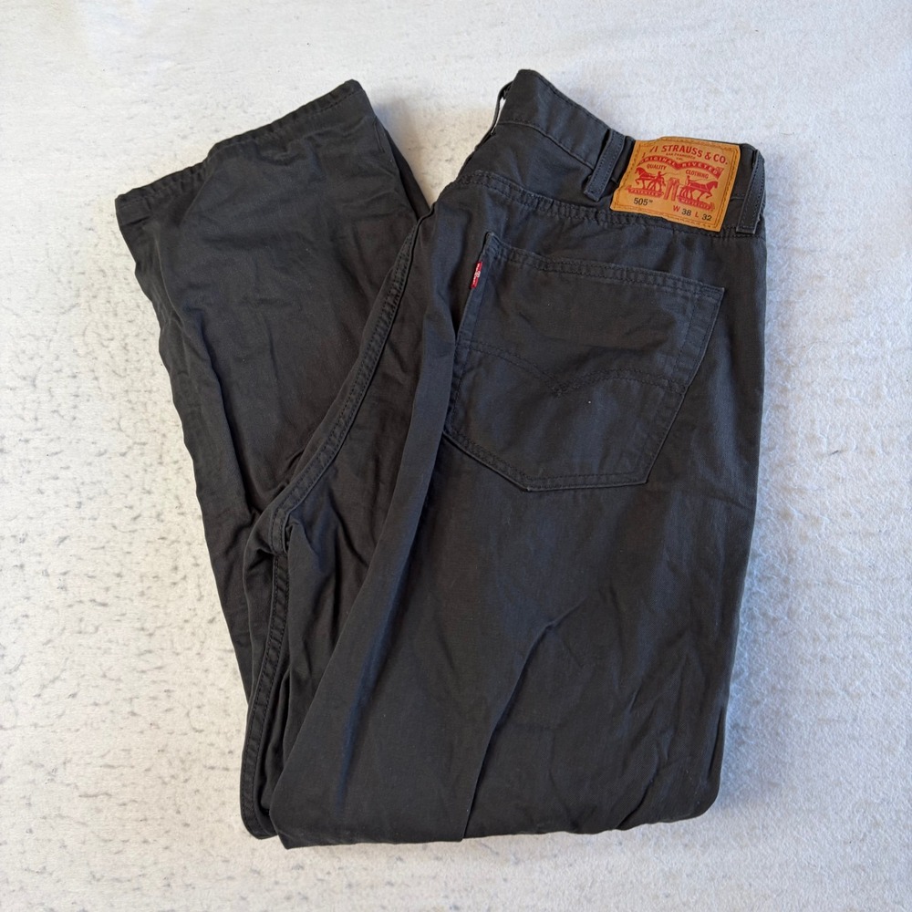 Levi's 505 Regular Fit Pants Mens 38x32 Gray Straight Leg Cotton